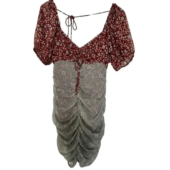 FREE PEOPLE TESSA FLORAL PRINT RUCHED DRESS - Picture 4 of 8